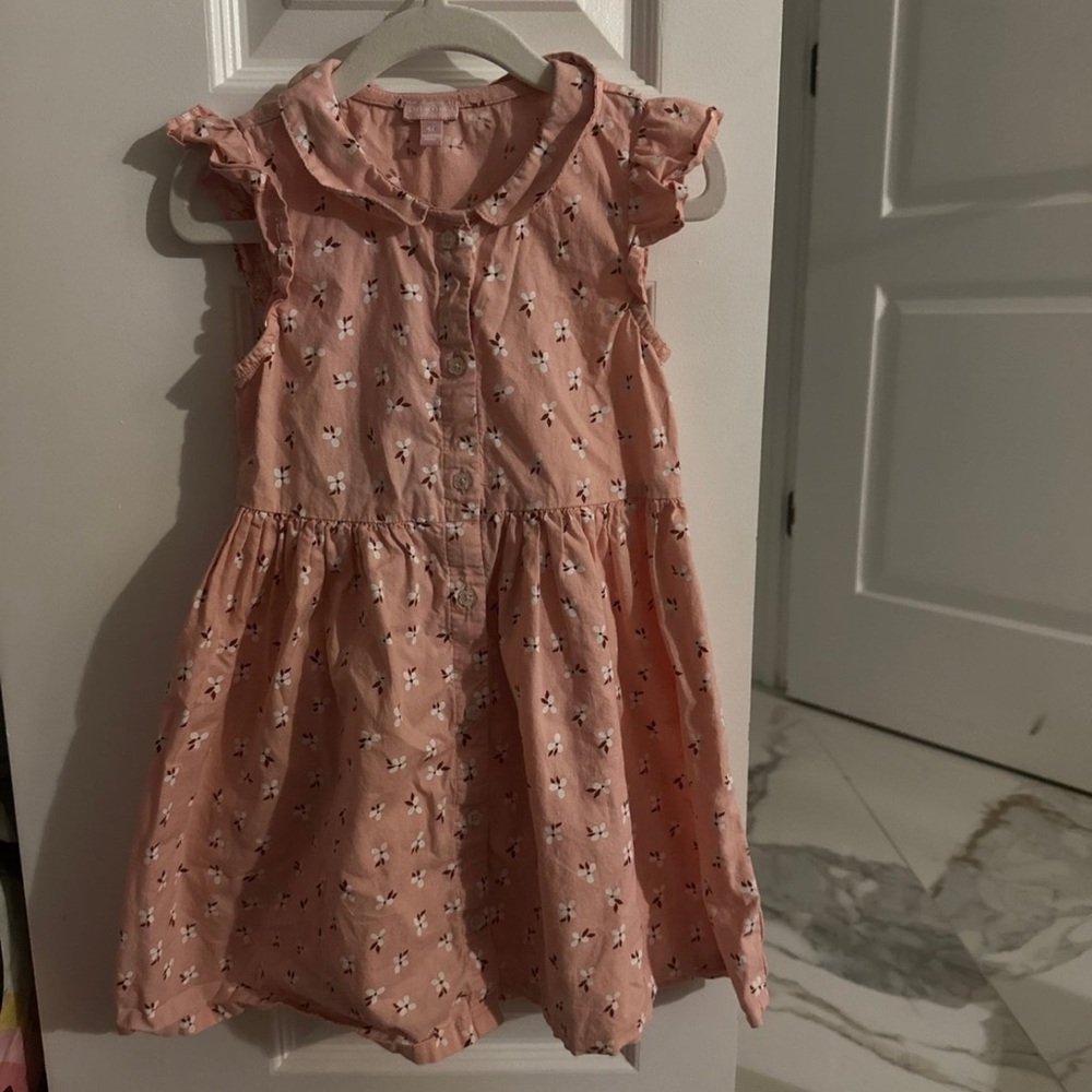 Pink Flutter Sleeve Sundress with Peter Pan Collar